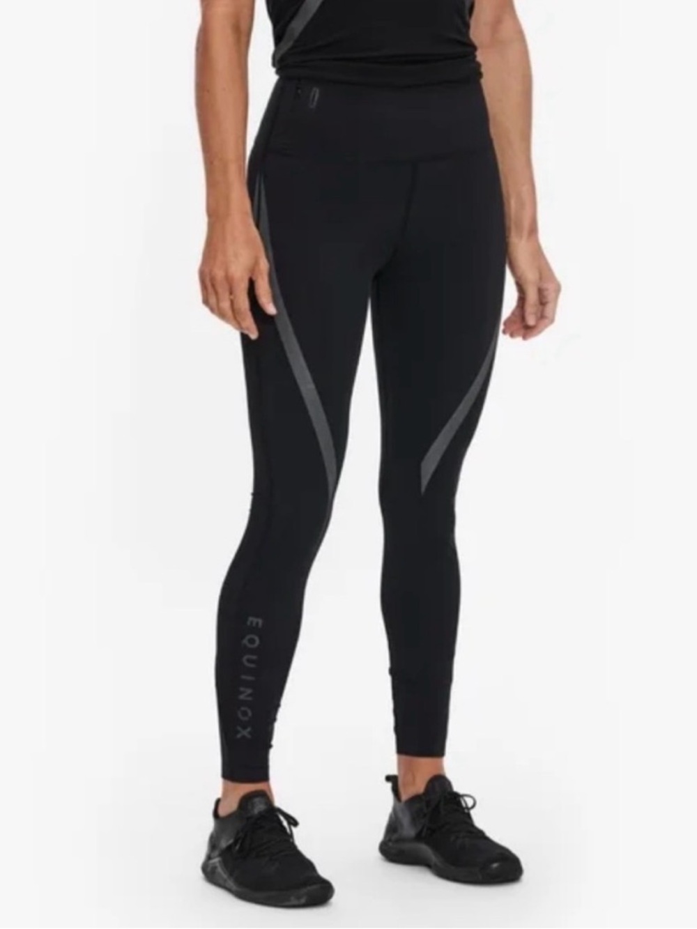RHONE x Equinox Hotels Athletic Leggings in Black with Reflective Striping Small